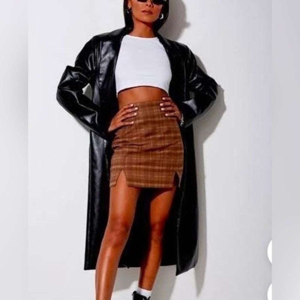 Motel Dolls Kill Brown Check Zida Mini Skirt